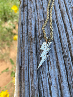 Small Hammered Lightning Bolt Pendant